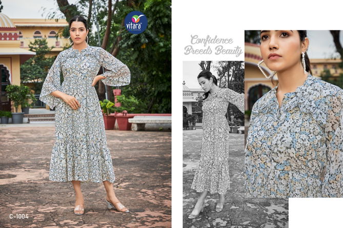 Vitara Clinton Fancy Wear Georgette Wholesale Kurti Collection 